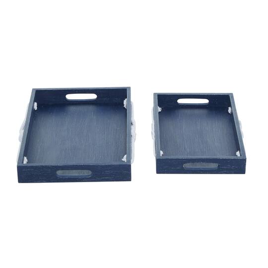 Blue MDF Farmhouse Tray Set